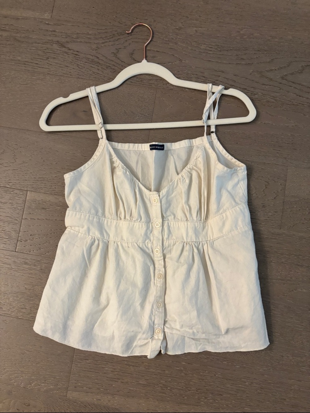 Light Cream Button-Front Spaghetti Strap Tank